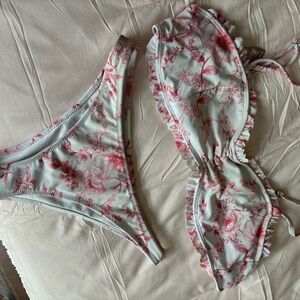 Floral pink white bikini